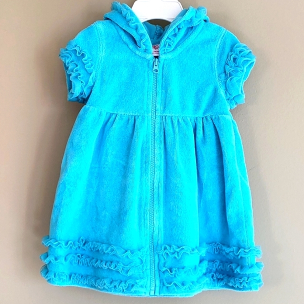 Circo terry hooded coverup with ruffle lace detail